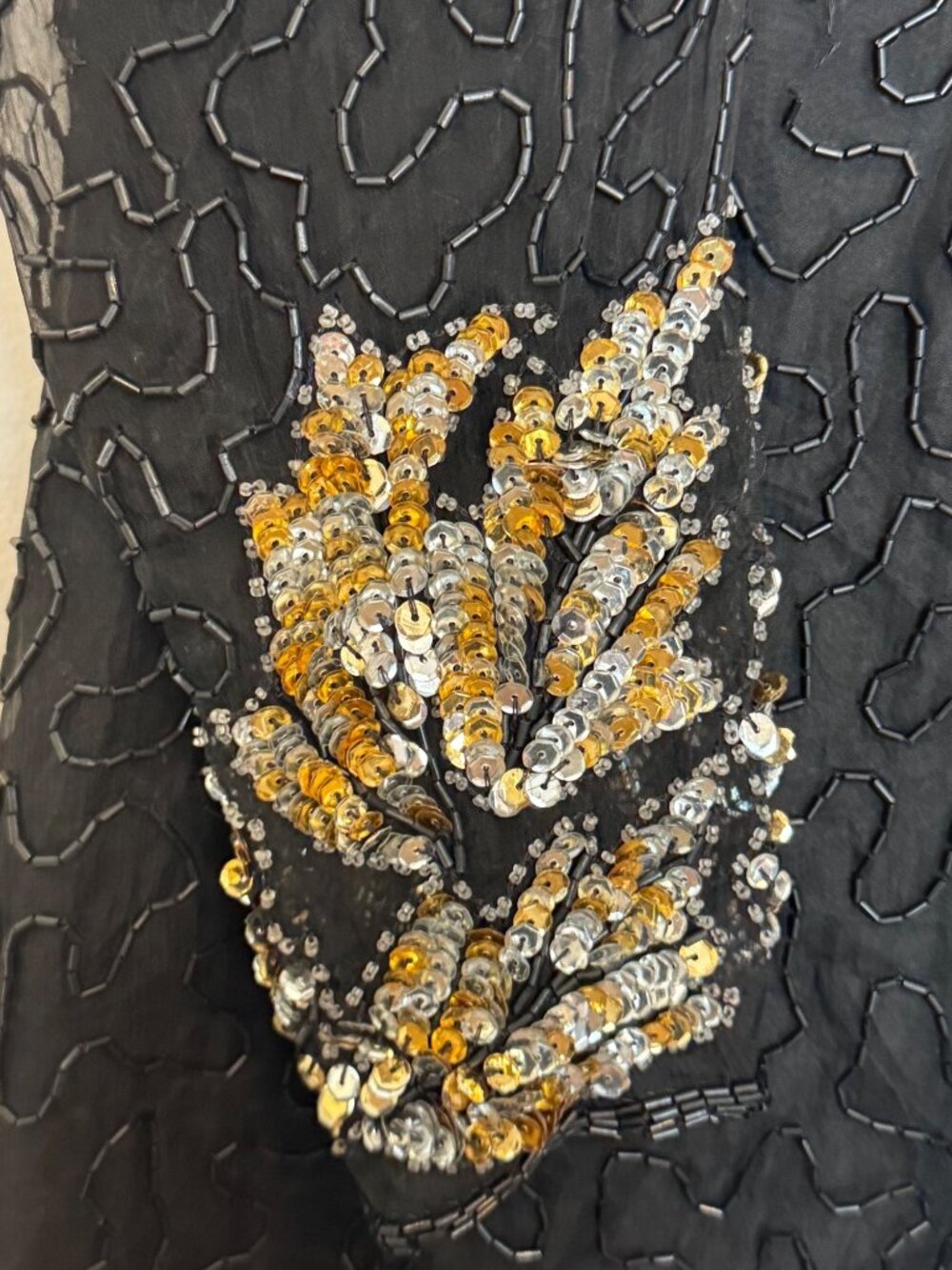 Vintage Black Silk Sequin Dress By Scala Milan Paris Los Angeles PM - Picture 6 of 8